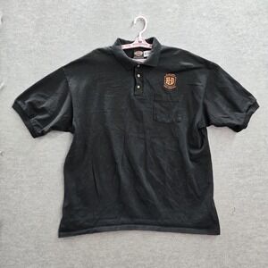 VINTAGE Harley Davidson Men Polo Shirt 2X Black Embroidered Logo Made in USA